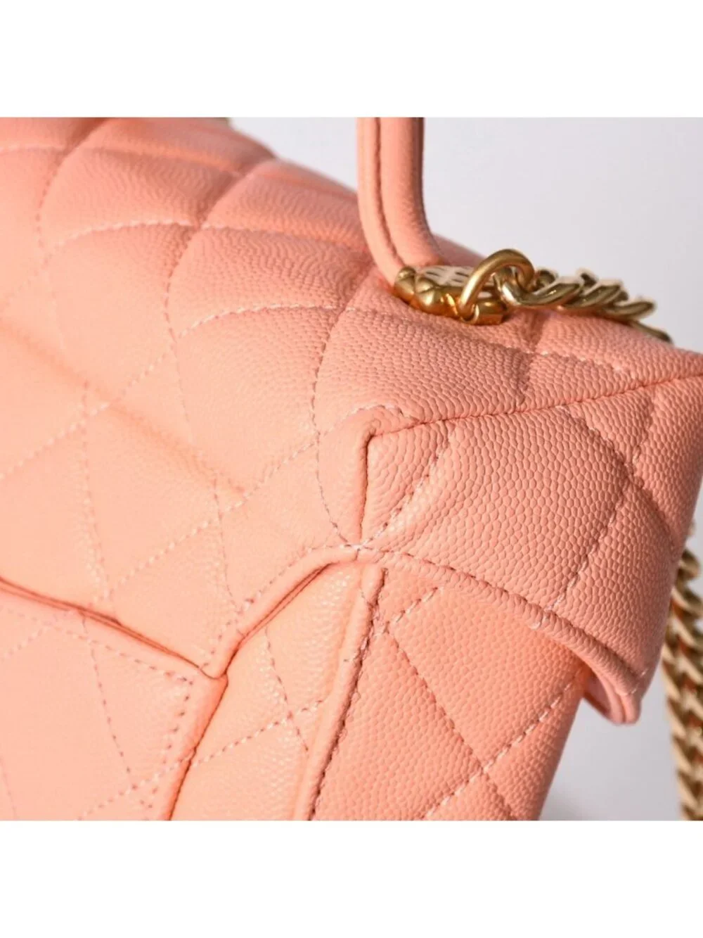 Chanel Vanity Chain Shoulder Bag 2-Way Base CC Logo Caviar Leather Pink
